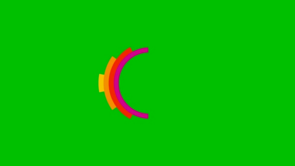 Cercle Arc Ciel Multicolore Animé Apparaît Sur Fond Vert Illustration — Video