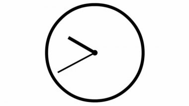 Animated clock. Black watch. Concept of time, deadline. Vector illustration isolated on white background.