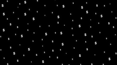 Animasyon dolar geçmişi. Para tepeden tırnağa uçuyor. Doların beyaz sembolü. Döngülü video. Vektör illüstrasyonu yeşil arkaplanda izole edildi.