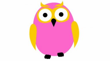 Animasyon pembe baykuş. Döngülü video. Beyaz arkaplanda izole edilmiş vektör illüstrasyonu.