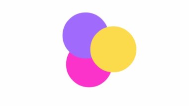 Üç renkli daireyi canlandırdı. Döngülü video. Vektör Resimleri beyaz arkaplanda izole edildi.