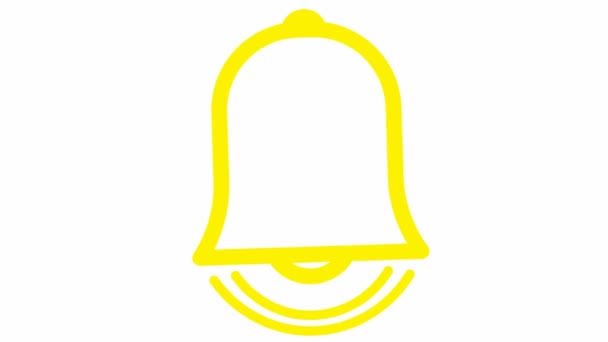 Animated Bell Rings Yellow Line Icon Looped Video Vector Illustration — Stock Video