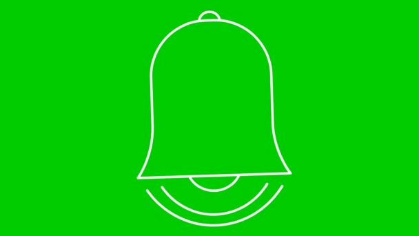 Animated Bell Rings White Line Icon Looped Video Vector Illustration — Stock Video