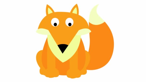 活泼可爱的狐狸坐着 循环视频 白色背景上孤立的矢量平面插图 — 图库视频影像