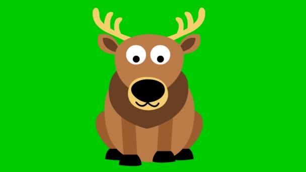Animated Cute Deer Sits Looped Video Vector Flat Illustration Isolated — Stock Video