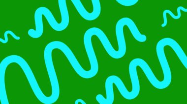 Canlandırılmış mavi renkli dalga çizgileri çiziliyor. Doğrusal arkaplan. Döngülü video. Vektör illüstrasyonu yeşil arkaplanda izole edildi.