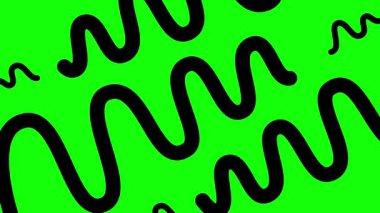Canlandırılmış siyah dekoratif dalga çizgileri çiziliyor. Doğrusal arkaplan. Döngülü video. Vektör illüstrasyonu yeşil arkaplanda izole edildi.