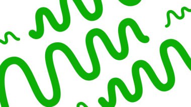 Canlandırılmış yeşil dekoratif dalgalı çizgiler çizildi. Doğrusal arkaplan. Döngülü video. Vektör illüstrasyonu beyaz arkaplanda izole edildi.