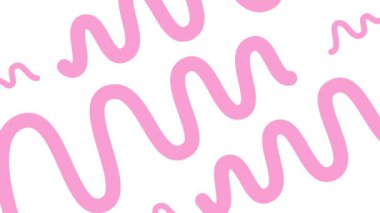 Animasyon pembe dekoratif dalgalı çizgiler çizildi. Doğrusal arkaplan. Döngülü video. Vektör illüstrasyonu beyaz arkaplanda izole edildi.