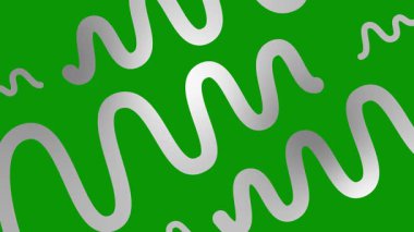 Canlandırılmış gümüş renkli dalga çizgileri çiziliyor. Doğrusal arkaplan. Döngülü video. Vektör illüstrasyonu yeşil arkaplanda izole edildi.