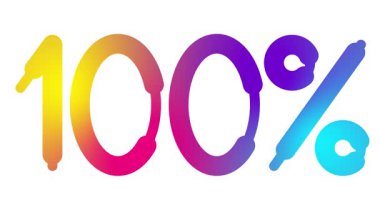 % 100 renkli bir sembol bu. Yüzde yüz ikon. Döngülü video. Vektör illüstrasyonu beyaz arkaplanda izole edildi. 
