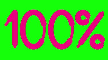 Animasyon moru% 100 sembolü. Yüzde yüz pembe bir ikon. Döngülü video. Vektör illüstrasyonu beyaz arkaplanda izole edildi. 