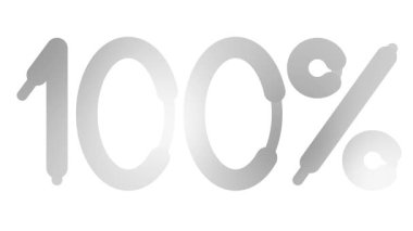 Yüzde yüz gümüş renkli animasyon. Yüzde yüz ikon. Döngülü video. Vektör illüstrasyonu beyaz arkaplanda izole edildi. 