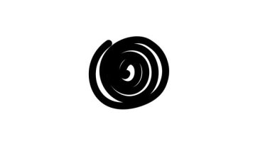 Animasyon siyah spiral çizgiler çizildi. El çizimi doğrusal çember arka plan. Döngülü video. Vektör illüstrasyonu beyaz arkaplanda izole edildi.