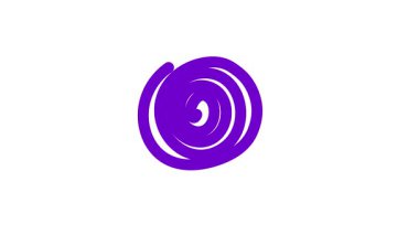 Animasyon mor spiral çizgiler çizildi. El çizimi mor doğrusal çember arka plan. Döngülü video. Vektör illüstrasyonu beyaz arkaplanda izole edildi.