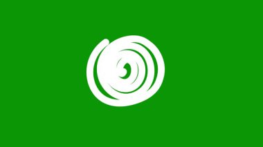 Animasyon beyaz spiral çizgiler çizildi. El çizimi doğrusal çember arka plan. Döngülü video. Vektör illüstrasyonu yeşil arkaplanda izole edildi.