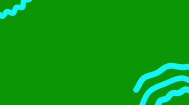 Canlandırılmış mavi renkli dalga çizgileri çiziliyor. Kopya alanı ile doğrusal arkaplan. Döngülü video. Vektör illüstrasyonu yeşil arkaplanda izole edildi.