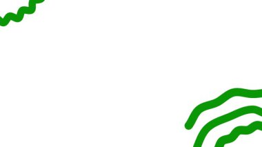 Canlandırılmış yeşil dekoratif dalgalı çizgiler çizildi. Kopya alanı ile doğrusal arkaplan. Döngülü video. Vektör illüstrasyonu beyaz arkaplanda izole edildi.