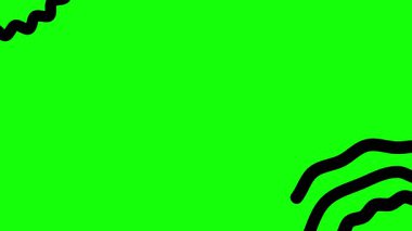 Canlandırılmış siyah dekoratif dalga çizgileri çiziliyor. Kopya alanı ile doğrusal arkaplan. Döngülü video. Vektör illüstrasyonu yeşil arkaplanda izole edildi.