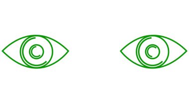 Canlı yeşil iki göz. Doğrusal simge. Döngülü video. Beyaz arkaplanda vektör illüstrasyonu.