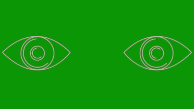 Animasyon pembe iki göz. Doğrusal simge. Döngülü video. Yeşil arkaplanda vektör illüstrasyonu.