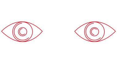 Animasyon kırmızı iki göz. Doğrusal simge. Döngülü video. Beyaz arkaplanda vektör illüstrasyonu.