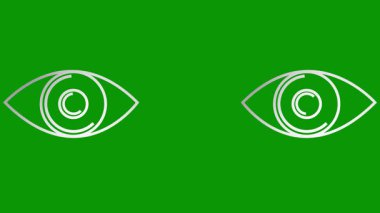 Animasyon gümüş iki göz. Doğrusal gri simge. Döngülü video. Yeşil arkaplanda vektör illüstrasyonu.
