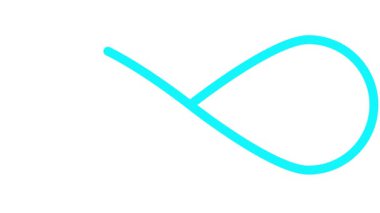 Sonsuzluğun mavi sembolü. Doğrusal simge çizildi. Döngülü video. Beyaz arkaplanda vektör illüstrasyonu.