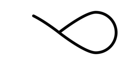 Sonsuzluğun animasyon siyah sembolü. Doğrusal simge çizildi. Döngülü video. Beyaz arkaplanda vektör illüstrasyonu.