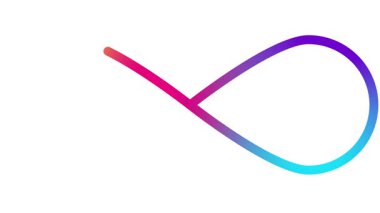 Sonsuzluğun renkli portakalı. Doğrusal çokrenkli simge çizilir. Döngülü video. Beyaz arkaplanda vektör illüstrasyonu.