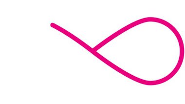 Sonsuzluğun canlandırılmış morumsu sembolü. Doğrusal pembe simge çizildi. Döngülü video. Beyaz arkaplanda vektör illüstrasyonu.