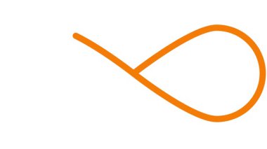 Sonsuzluğun sarı renkli portakalı. Doğrusal simge çizildi. Döngülü video. Beyaz arkaplanda vektör illüstrasyonu.