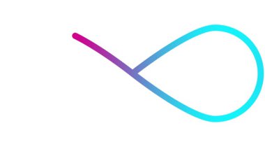 Sonsuzluğun canlı pembe mavi sembolü. Doğrusal simge çizildi. Döngülü video. Beyaz arkaplanda vektör illüstrasyonu.