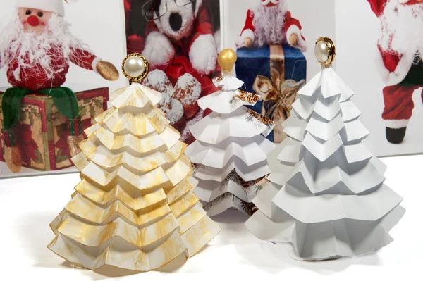 Decoraties en de giften van Kerstmis van gerecycleerd materiaal Stockfoto
