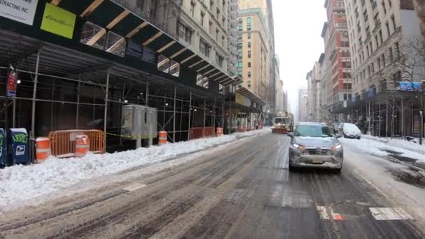 New York Usa Dec 2020 Sneeuw Wordt Geploegd Met Speciaal — Stockvideo