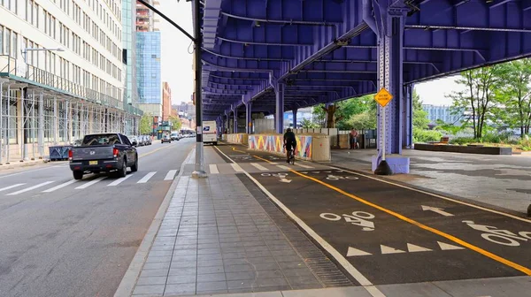 New York Usa Dec 2020 Cykelbana Utmed Gatutrafiken Fdr Drive — Stockfoto