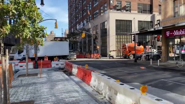 New York Usa Jan 2021 Street Construction 9Th Ave 16Th — Stockvideo