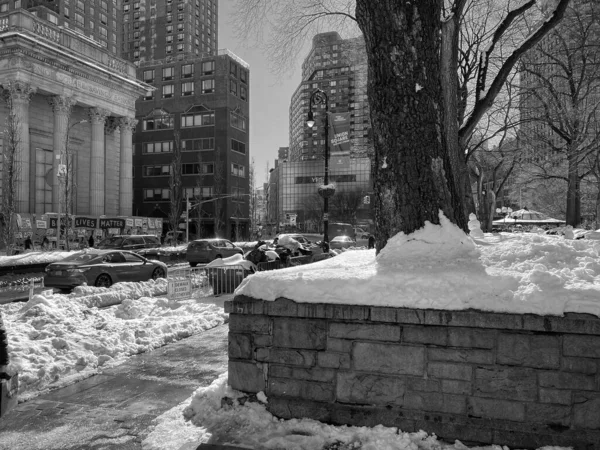 New York Usa Feb 2021 Fekete Fehér Kép Park Avenue — Stock Fotó