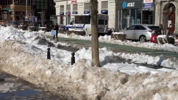 Nova Iorque Eua Fevereiro 2021 Union Square Arredores Após Tempestade — Vídeo de Stock