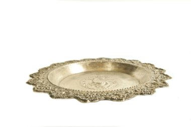 Antika gümüş izole beyaz arka plan