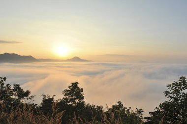 chaingkhan Eyaleti'nde loie kuzeydoğu Tayland güneş doğarken