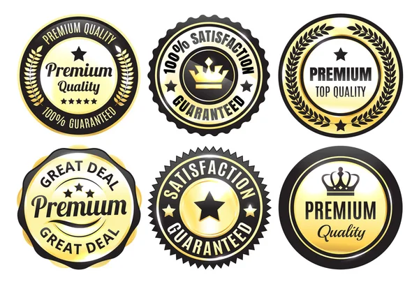 Insignias de calidad premium de oro — Archivo Imágenes Vectoriales