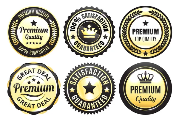 Golden Premium Quality Badges — Stock Vector