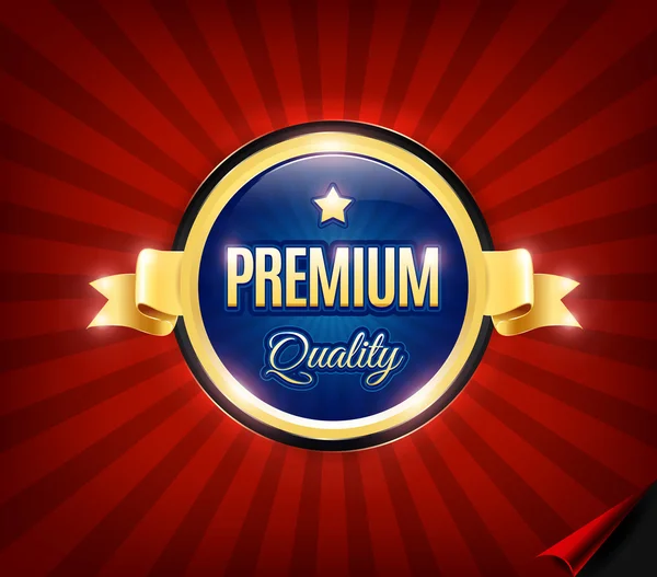 Golden Premium Quality Badge — Stock Vector