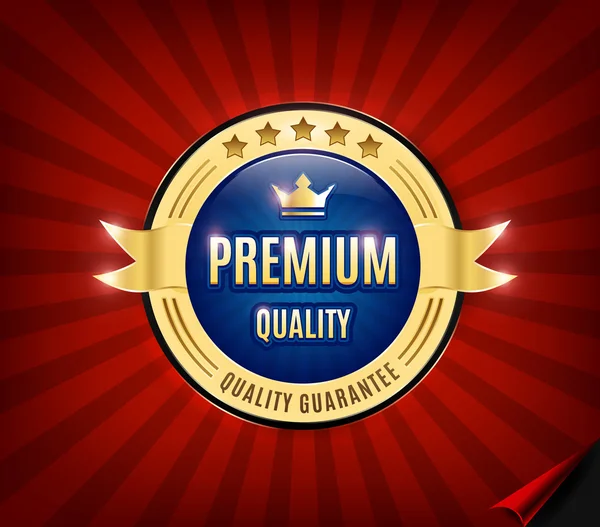 Insignia de calidad premium de oro — Vector de stock