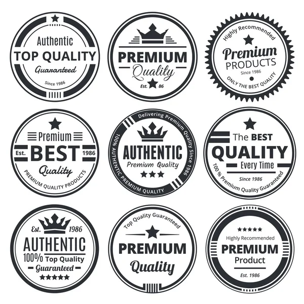 Nove emblemas vintage escaláveis — Vetor de Stock