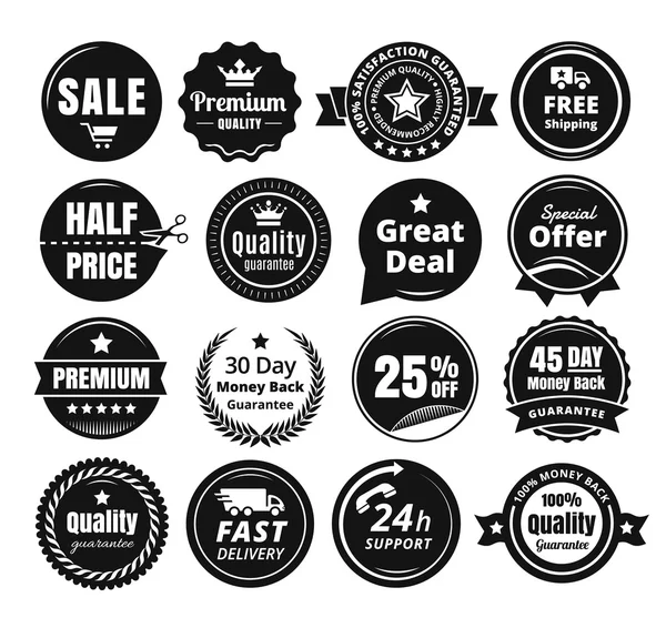 Sixteen Scalable Vintage Badges — Stock Vector