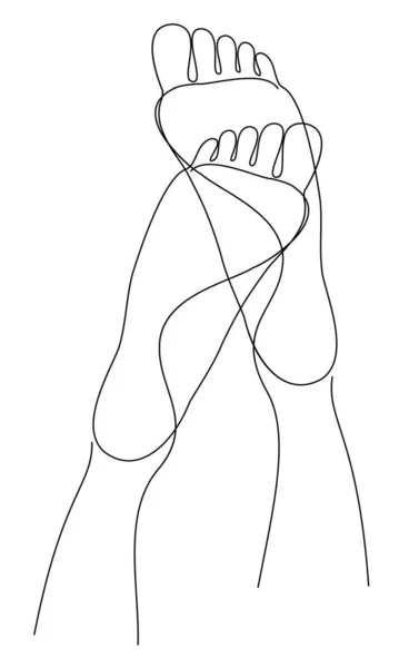 İnsan bacakları siluetleri, modern tek sıra şeklinde ayak. Devamlı çizgi çizimi, ev dekorasyonu için estetik taslak posterler, duvar resimleri, çıkartmalar, logolar. Vektör illüstrasyonu.