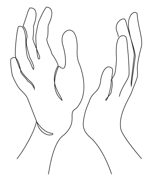 Silhouettes Human Hands Applause Modern One Line Style Continuous Line — Stock Photo, Image