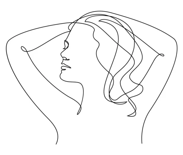 Silhouettes Head Hands Girl Woman Face Modern One Line Style — Stock Photo, Image